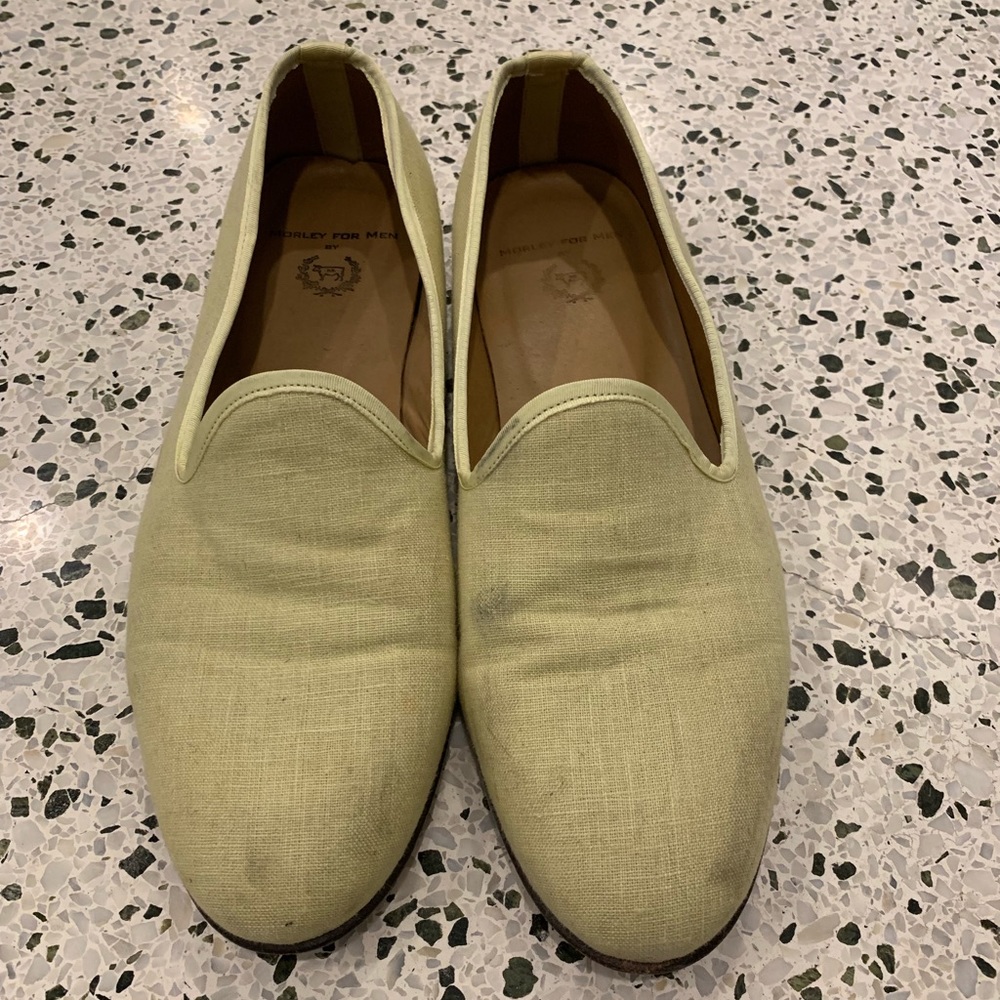 Del Toro Yellow Linen Slippers